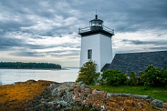 Grindle Point Lighthouse With Stormy Skies at Low Tide